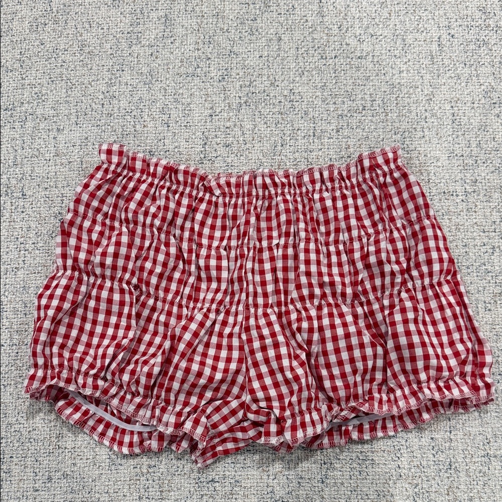 Amazon Red Gingham High Waist Women’s Shorts